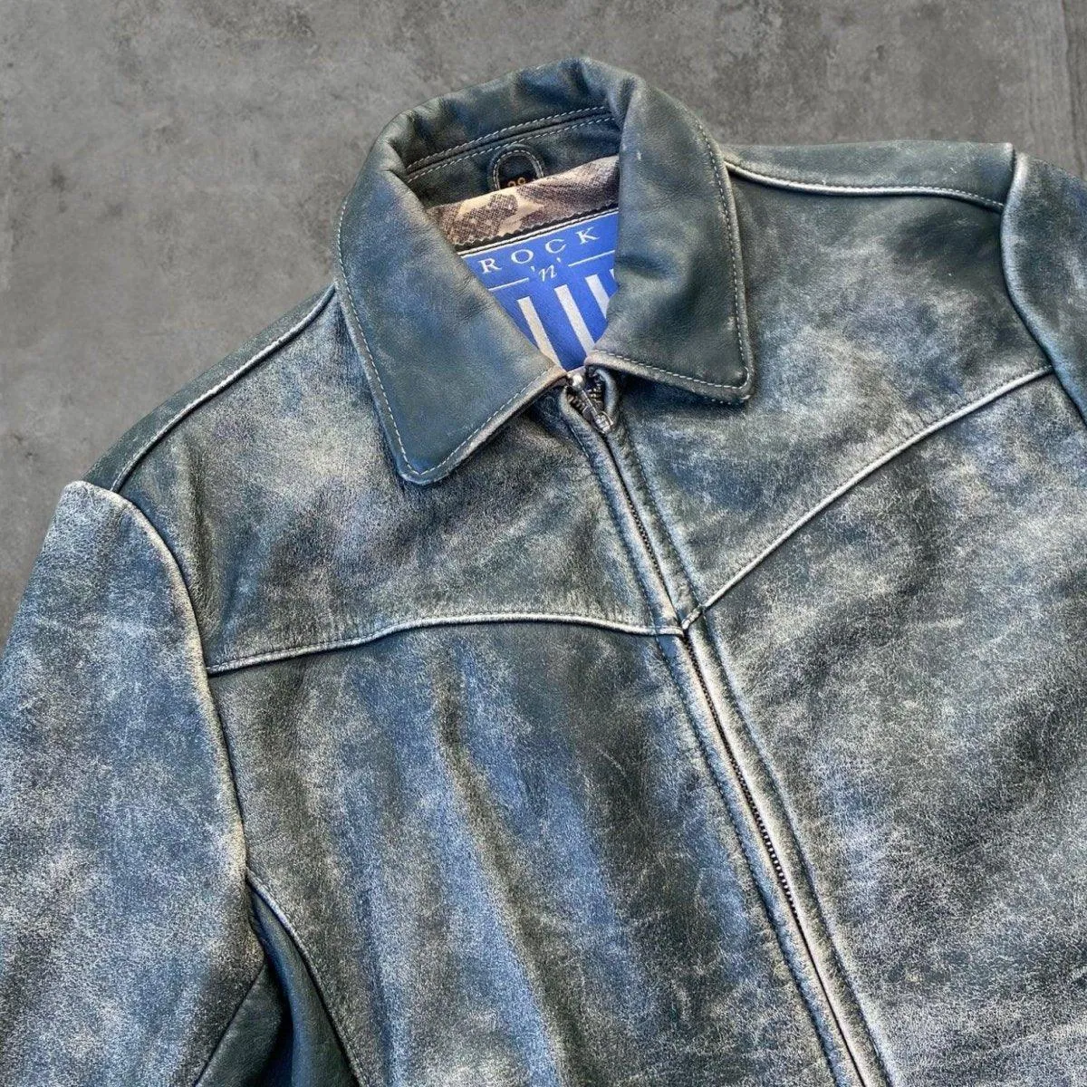 90'S ROCK N BLUE LEATHER JACKET - M