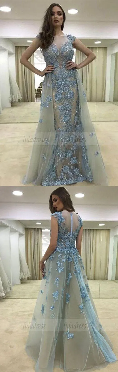 A-Line Prom Dresses with Beading Flowers