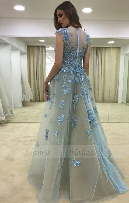 A-Line Prom Dresses with Beading Flowers