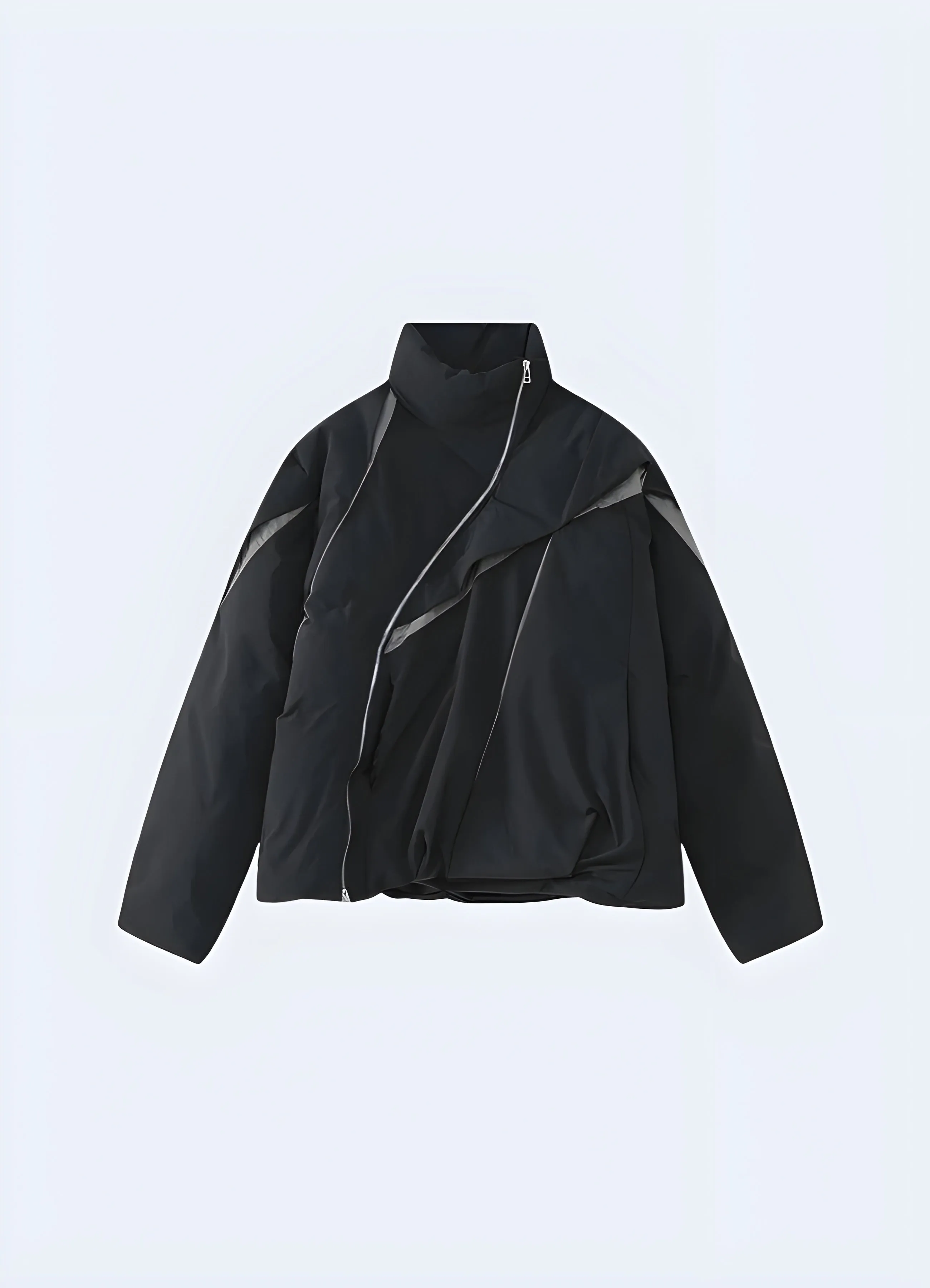 Asymmetrical Zip Layered Puffer Jacket Korea