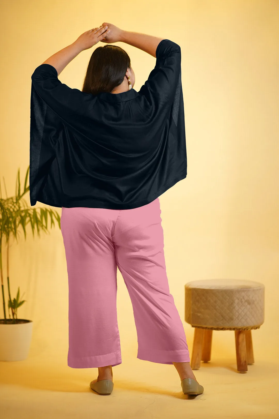 Black Rayon KaftanTop & Blush Palazzo - MandalaChic