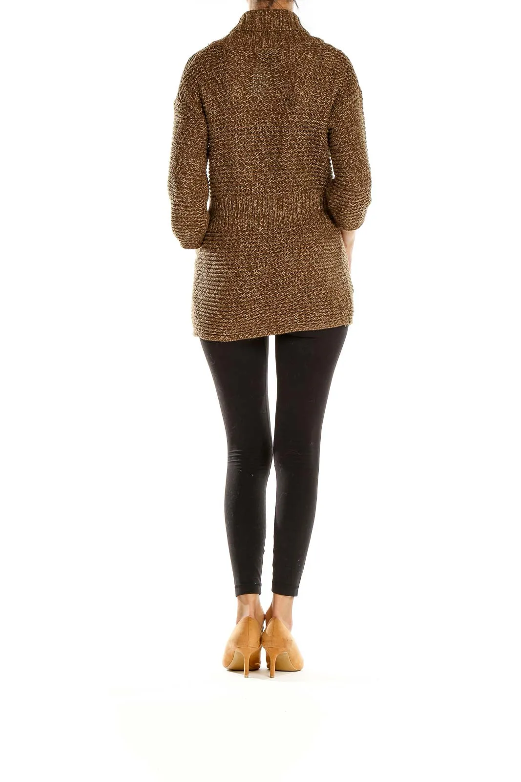 Brown Textured Knit Cardigan