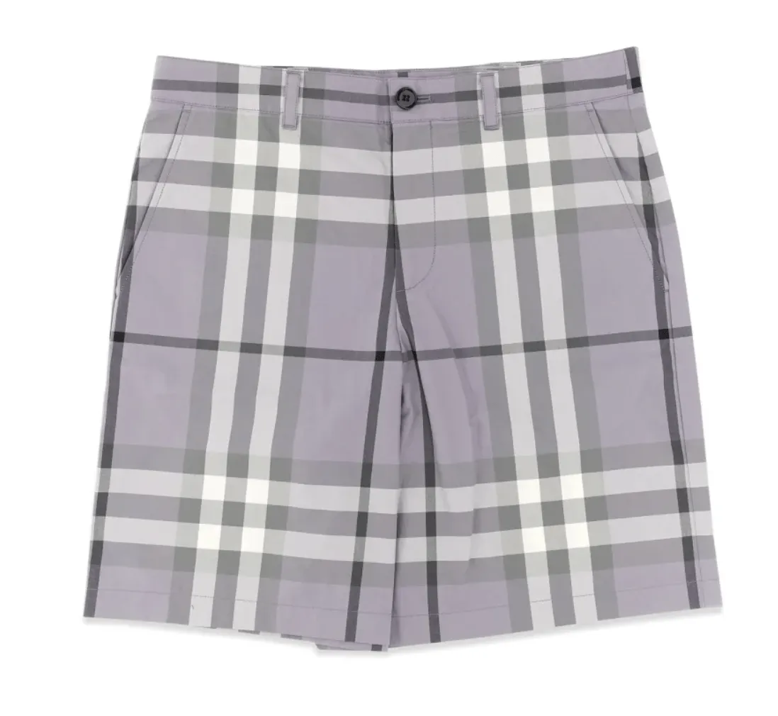 Burberry Check Pattern Bermuda Shorts Grey