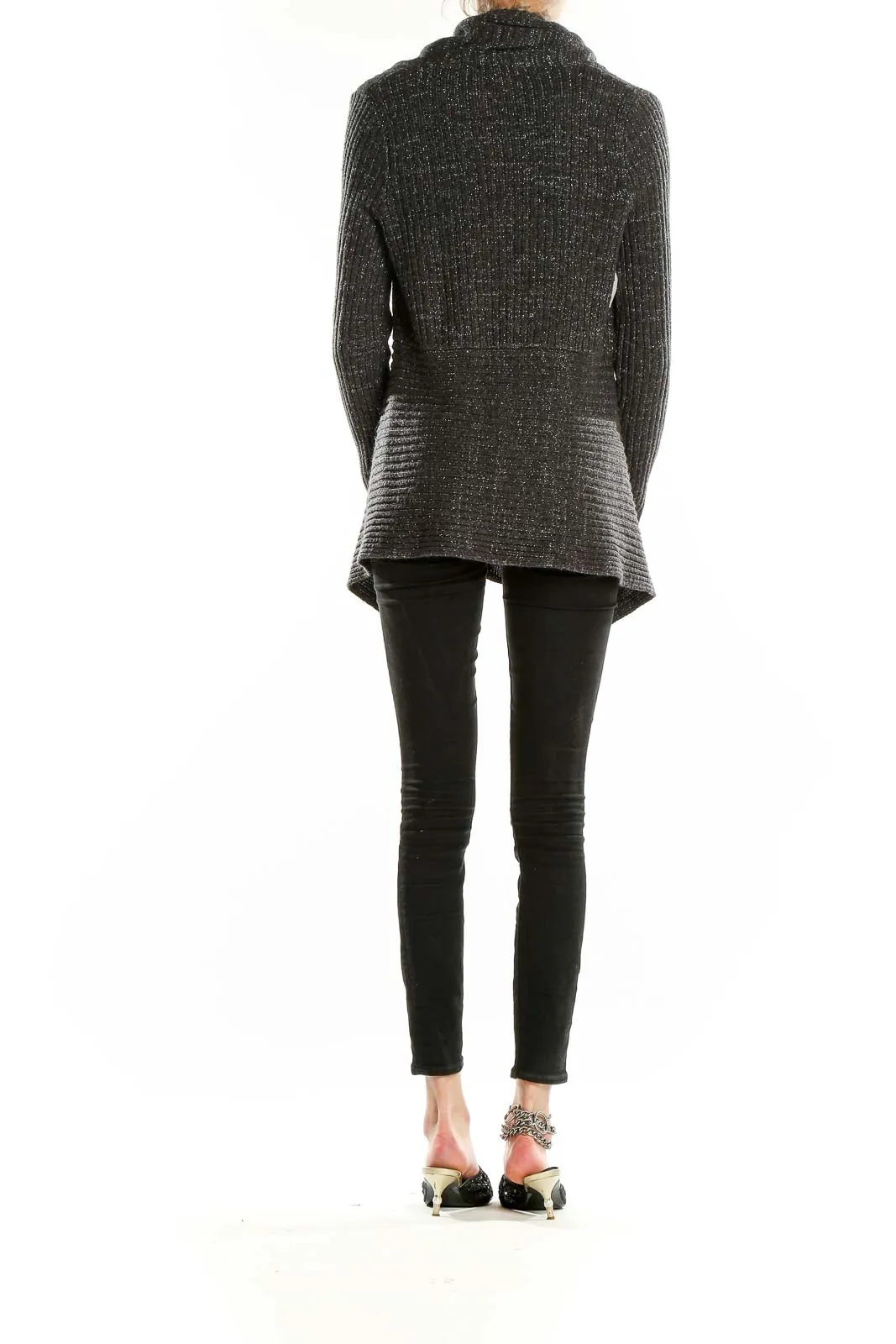 Charcoal Metallic Knit Cardigan