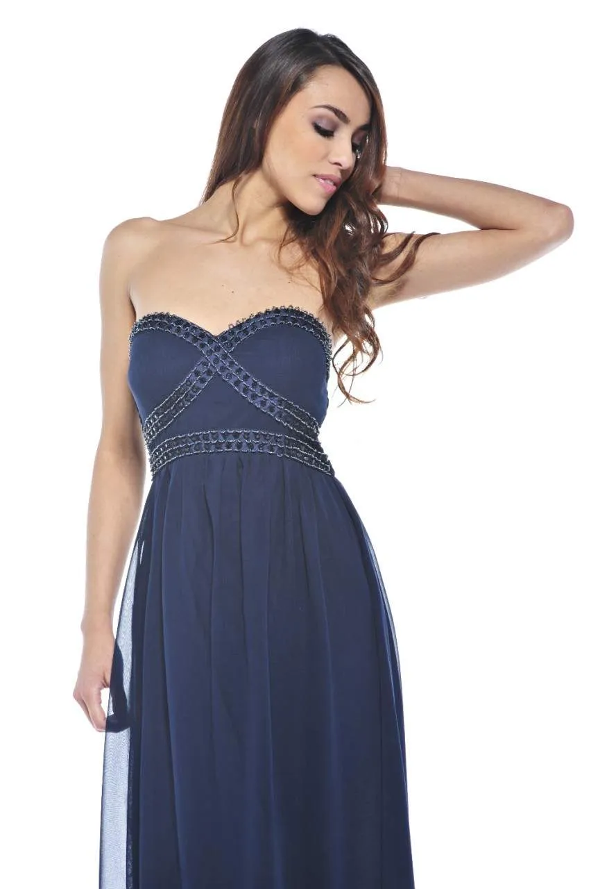 Chiffon Strapless Jewel Maxi