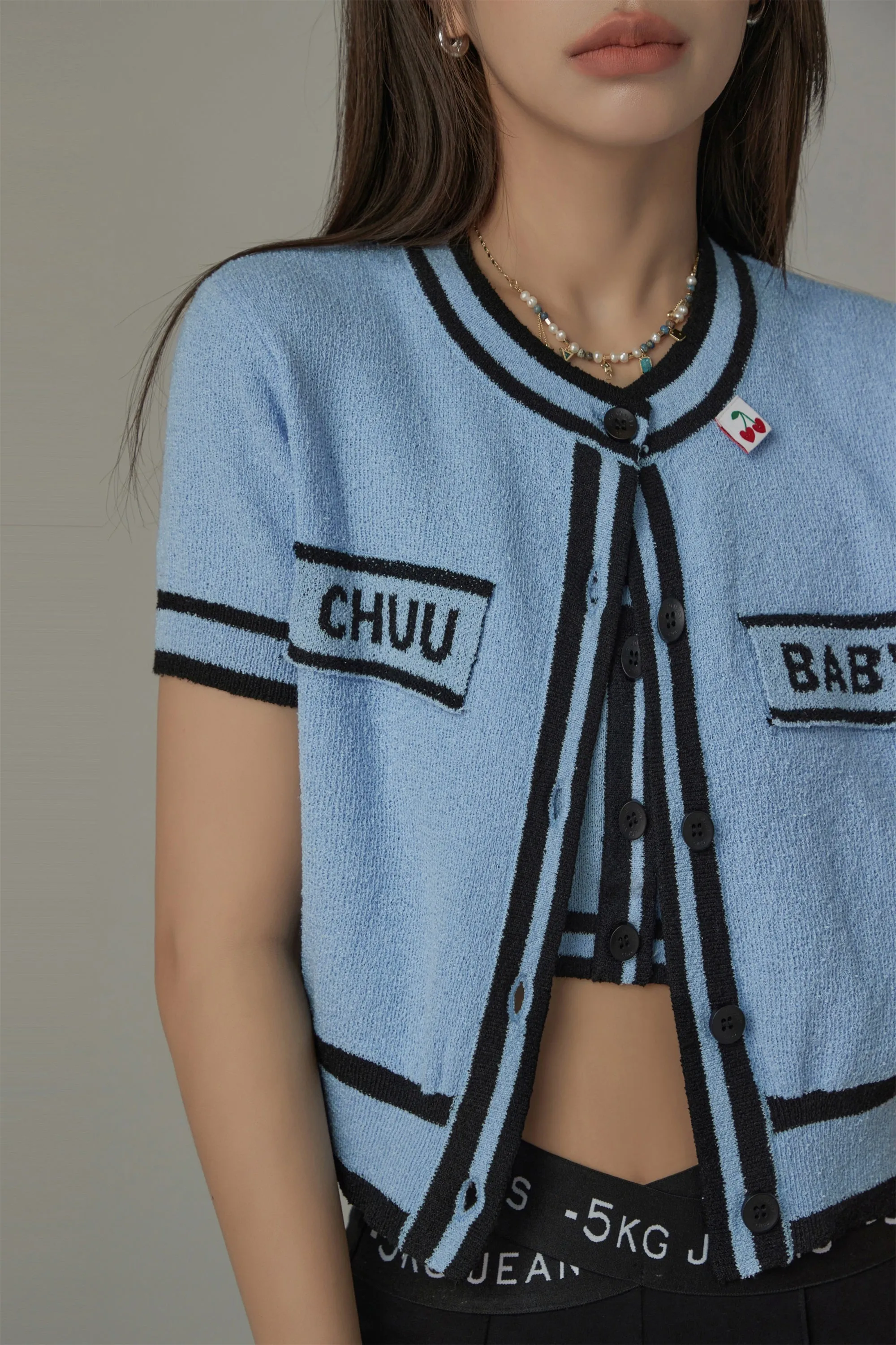 Chuu Baby Contrast Knit Cardigan