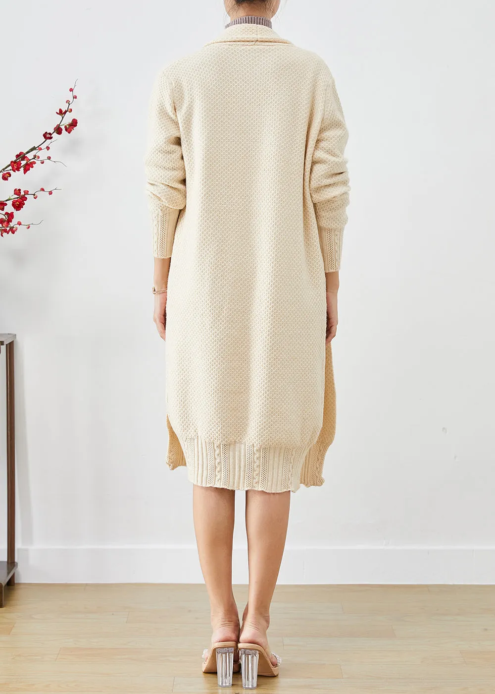 COLETTE | CASUAL BEIGE OVERSIZED CASHMERE KNIT CARDIGAN