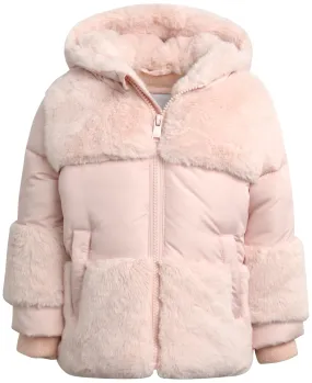 DKNY Infant Toddler Baby Girls' Winter Coat- Polar Fleece Lined Hooded Quilted Bubble Puffer Jacket for Girls (12M-4T), Size 4T, Blush