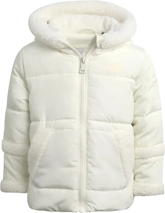 DKNY Infant Toddler Baby Girls' Winter Coat- Polar Fleece Lined Hooded Quilted Bubble Puffer Jacket for Girls (12M-4T), Size 4T, Blush