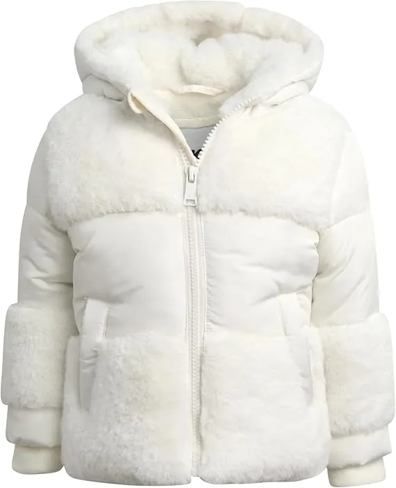 DKNY Infant Toddler Baby Girls' Winter Coat- Polar Fleece Lined Hooded Quilted Bubble Puffer Jacket for Girls (12M-4T), Size 4T, Blush