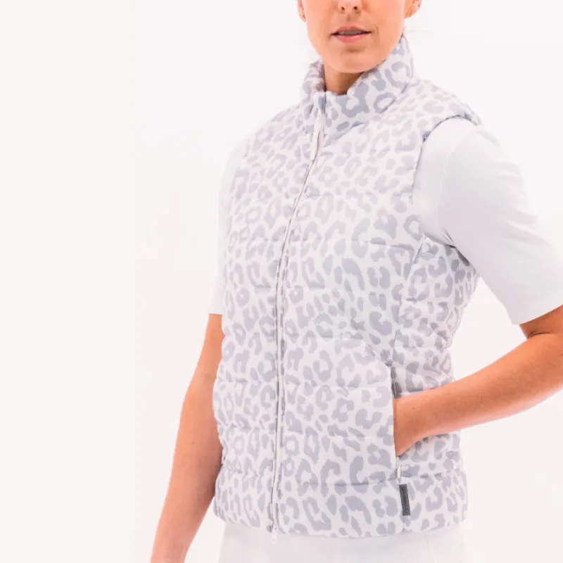 Foray Golf Quilted Packable Vest - White Leopard