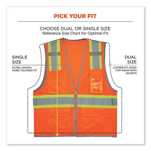 Glowear 8246z-s Single Size Class 2 Two-tone Mesh Vest, Polyester, X-large, Orange