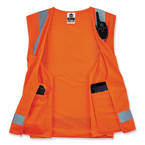 Glowear 8249z-s Single Size Class 2 Economy Surveyors Zipper Vest, Polyester, 3x-large, Orange