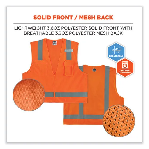 Glowear 8249z-s Single Size Class 2 Economy Surveyors Zipper Vest, Polyester, 5x-large, Orange