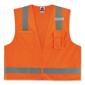 Glowear 8249z-s Single Size Class 2 Economy Surveyors Zipper Vest, Polyester, 5x-large, Orange