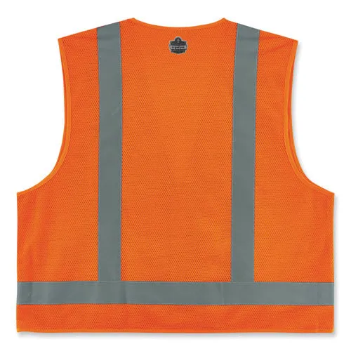 Glowear 8249z-s Single Size Class 2 Economy Surveyors Zipper Vest, Polyester, Small, Orange