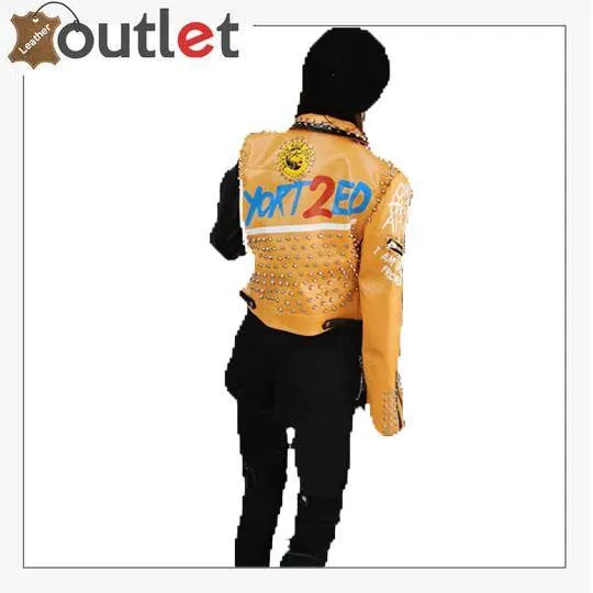 Graffiti Punk Style Biker Leather Jacket