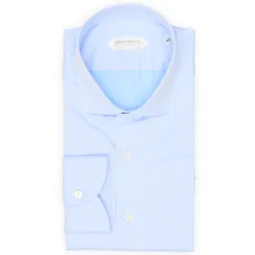 GUGLIELMINOTTI Milano Blue Twill Cotton Dress Shirt EU 45 NEW US 18