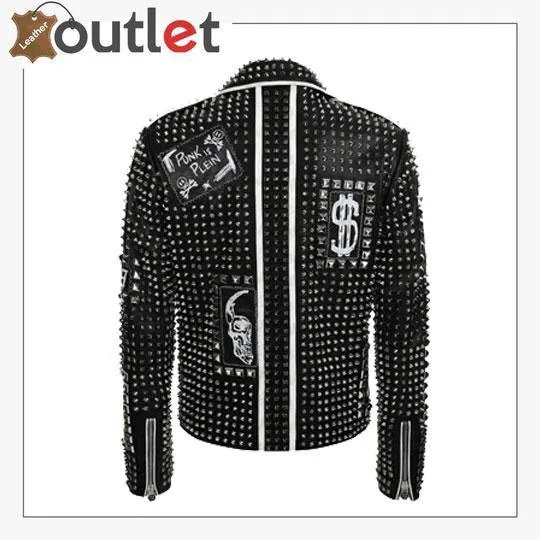 Handmade Mens Fashion Studded Punk Style Leather Jacket