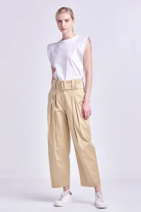 High Waist Belted Wide Leg Pants