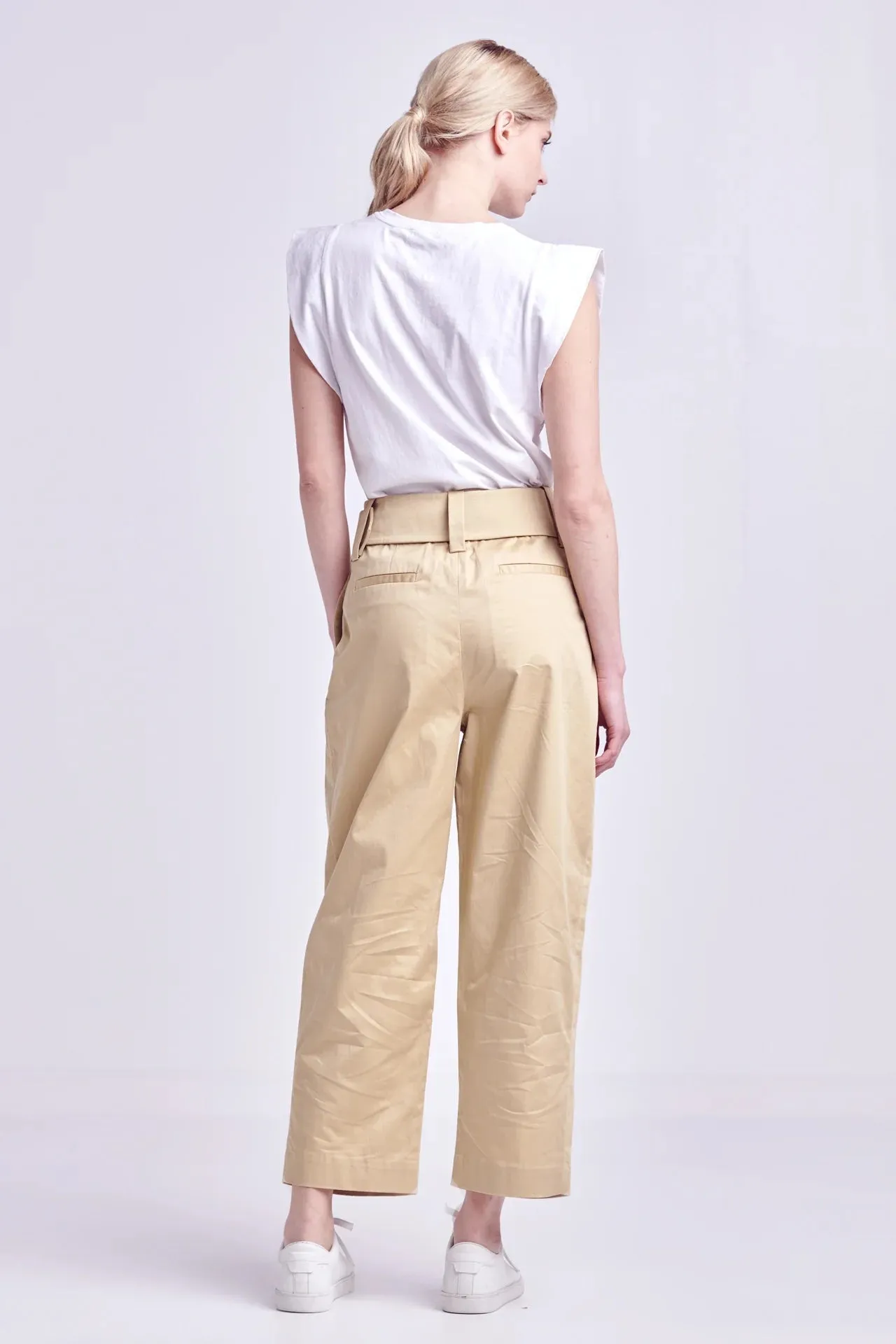 High Waist Belted Wide Leg Pants