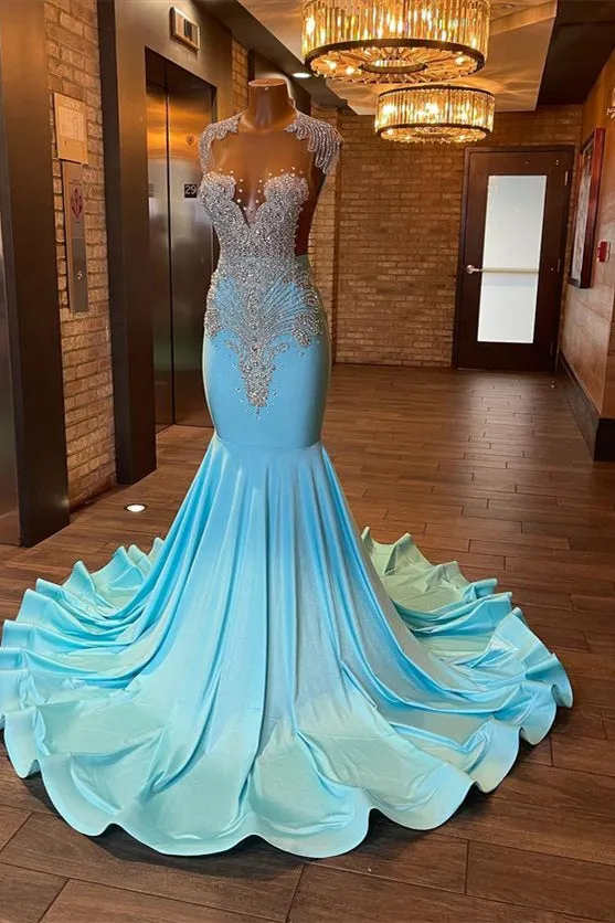 kamahe Beautiful Long Sleeveless Mermaid Prom Dress With Beading