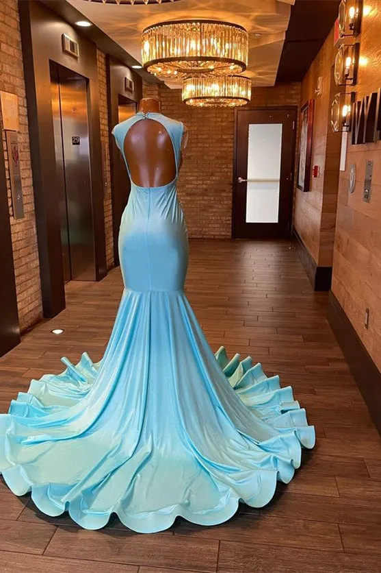 kamahe Beautiful Long Sleeveless Mermaid Prom Dress With Beading