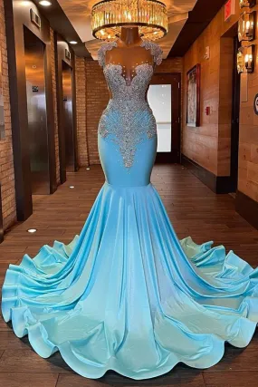 kamahe Beautiful Long Sleeveless Mermaid Prom Dress With Beading