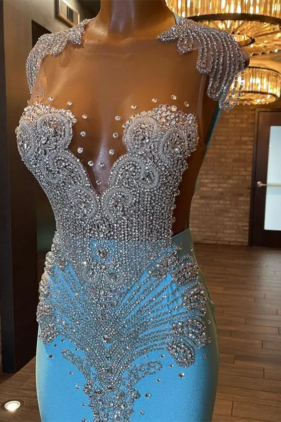 kamahe Beautiful Long Sleeveless Mermaid Prom Dress With Beading