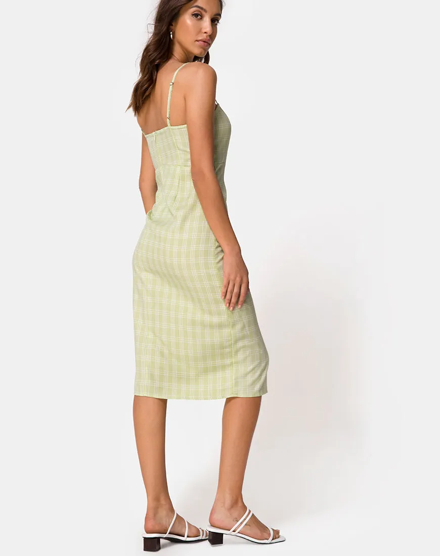 Kaoya Midi Dress in Sage Check