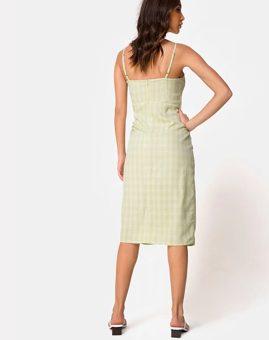 Kaoya Midi Dress in Sage Check