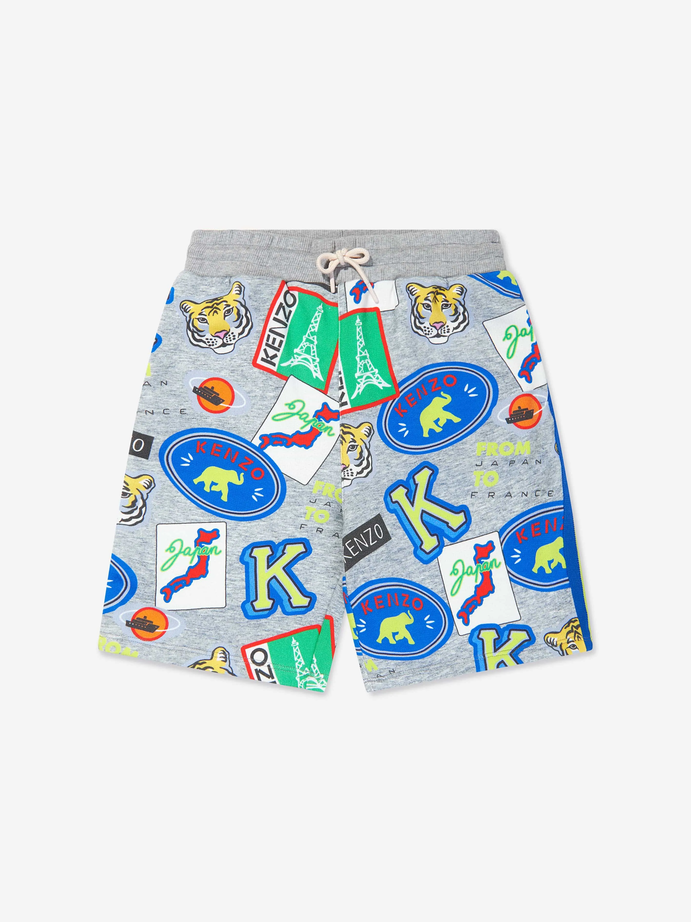 KENZO Boys Badge Print Bermuda Shorts in Grey