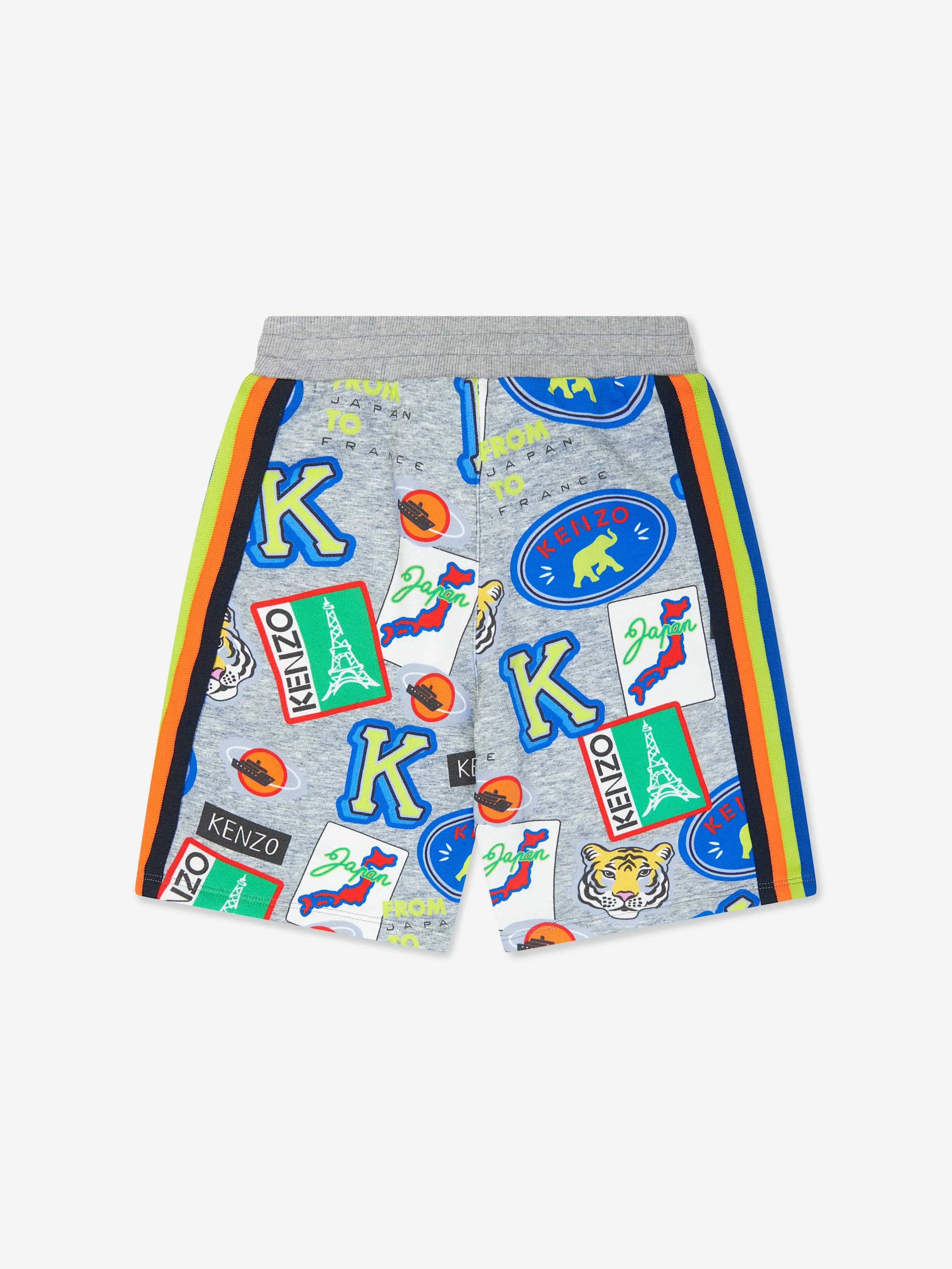 KENZO Boys Badge Print Bermuda Shorts in Grey