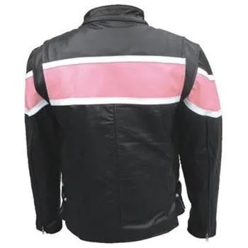 Ladies Pink Two Tone Riding Motorcycle Biker Jacket