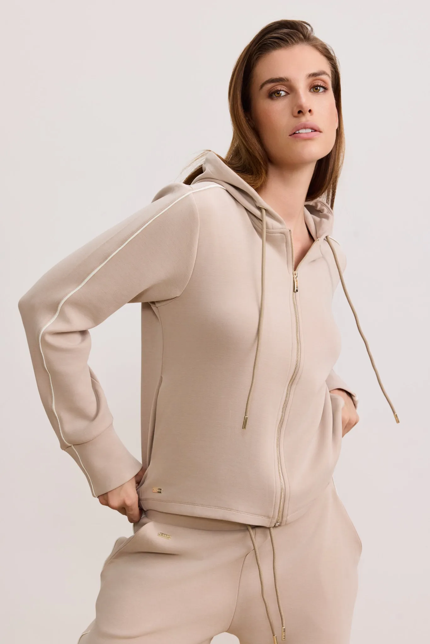 LARA zip up cardigan - Beige