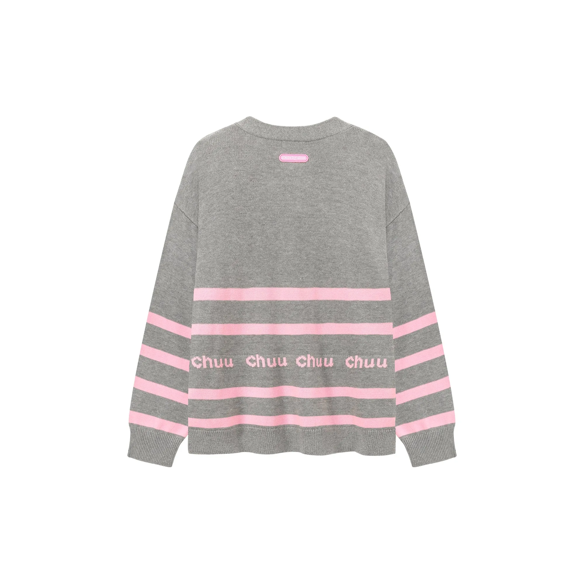 Lettering Striped Knit Cardigan