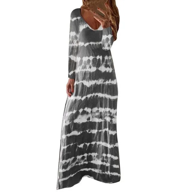 Long Sleeve O-neck Loose Long Dress