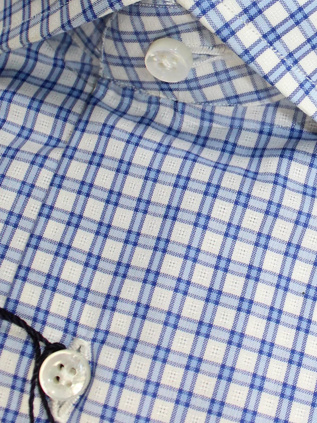 Mattabisch Napoli Shirt White Blue Check White 39 - 15 1/2 SALE