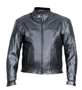 Men's Black Analine Leather Vented Touring Motorcycle Jacket