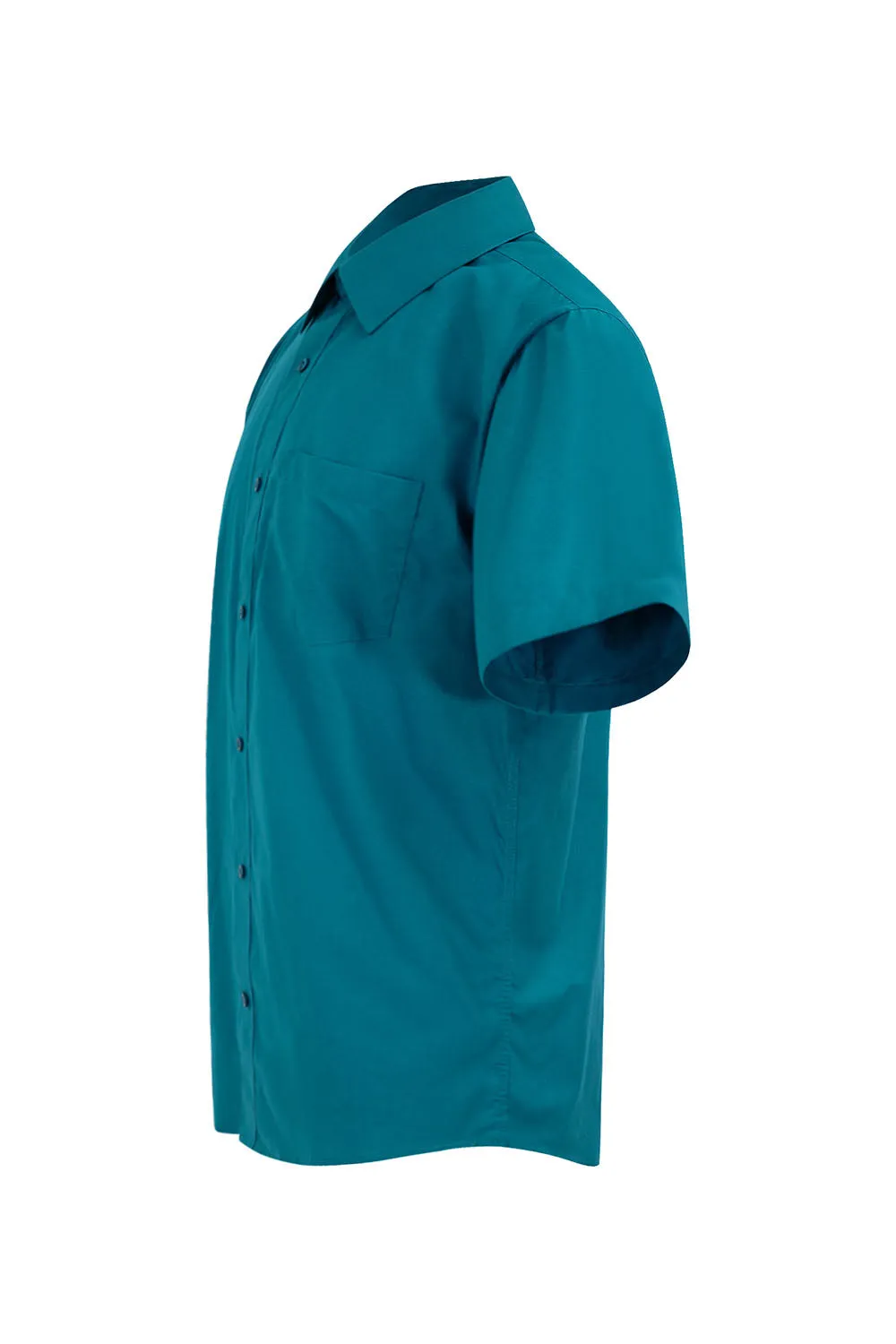 Men's Regular Fit Short Sleeve Solid Color Dress Shirts (Teal)