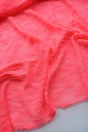 Neon Coral Pink Slub Hacci Sweater Knit