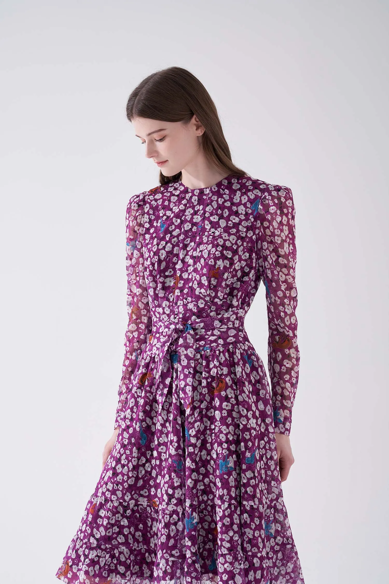 Nora Noh Magenta Floral Dress