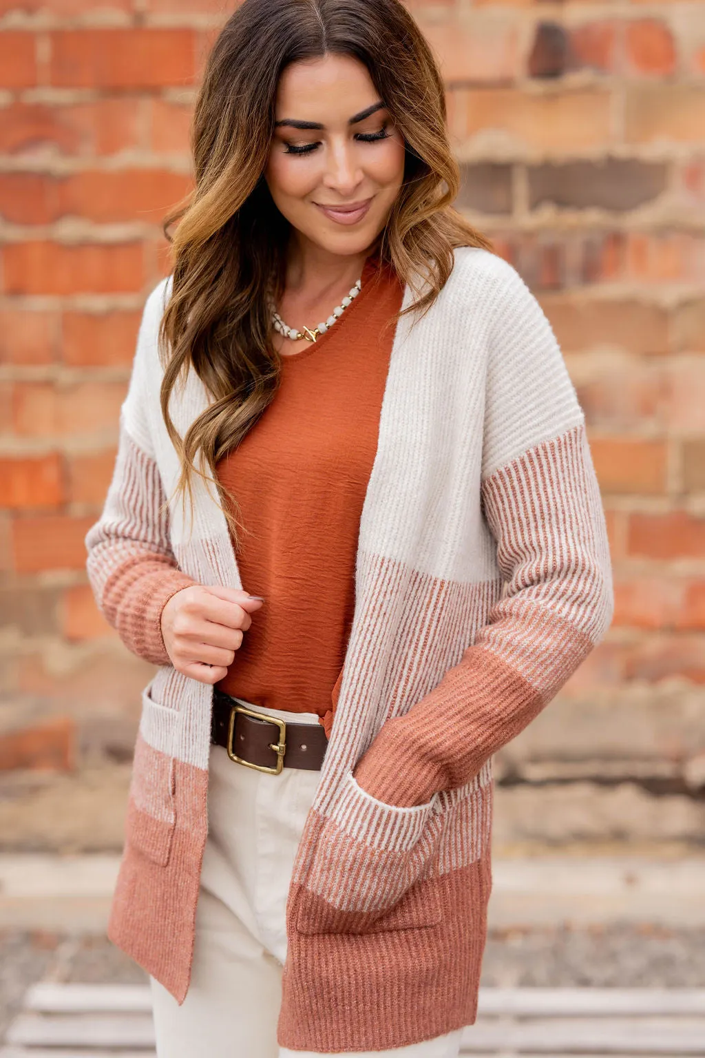 Ombre Blocked Knit Cardigan