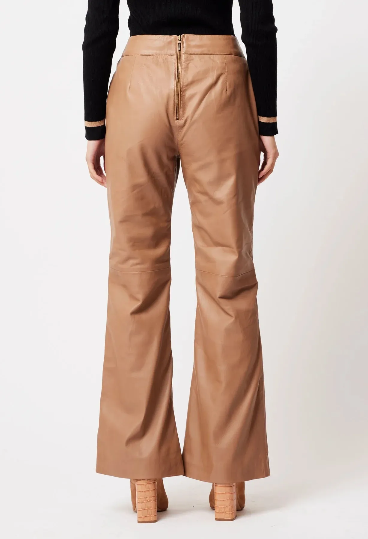 ONCE WAS NOVA LEATHER WIDE LEG PANT IN HUSK