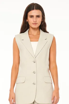 SAVILLE BOXY VEST - CHALK MARLE