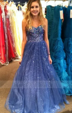 Sequin Prom Dresses,Sweetheart Evening Gowns,Tulle Formal Gown,Ball Gown Prom Dresses For Senior Teens