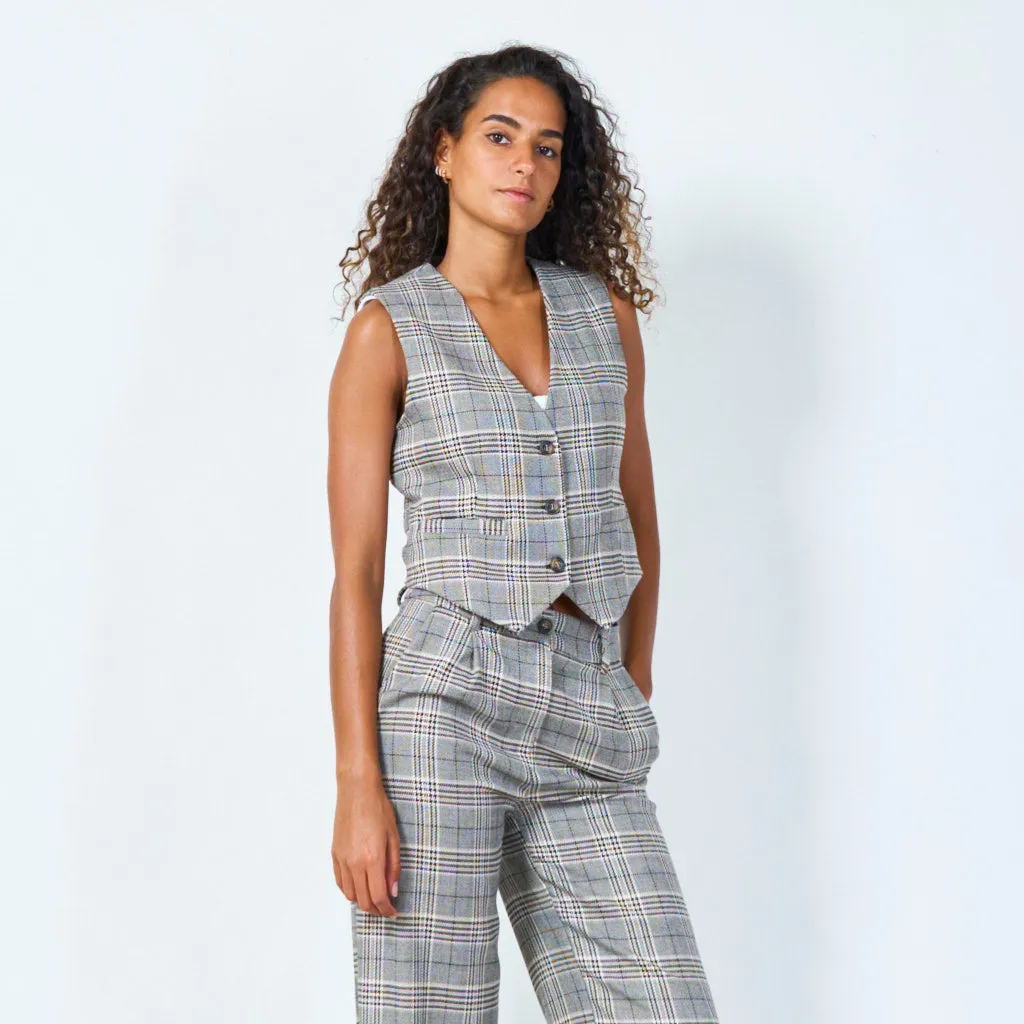 Tailored plaid vest wholesale