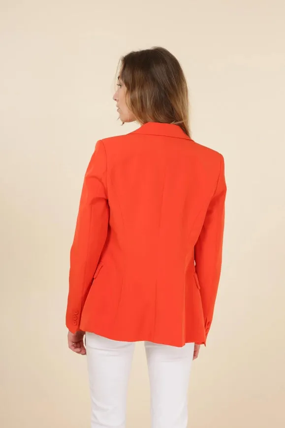 Timeless One-Button Fitted Plain Jacket Orange