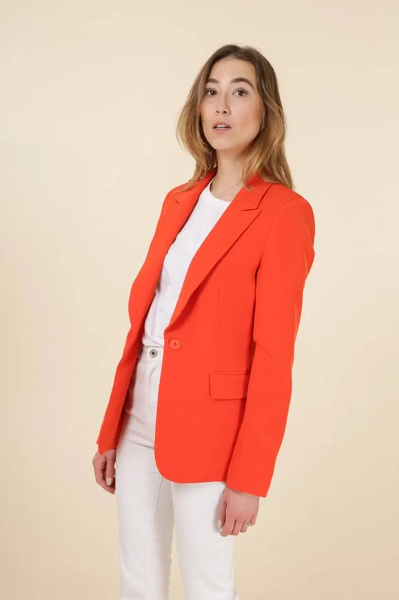 Timeless One-Button Fitted Plain Jacket Orange