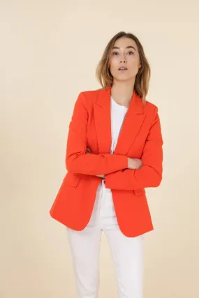 Timeless One-Button Fitted Plain Jacket Orange